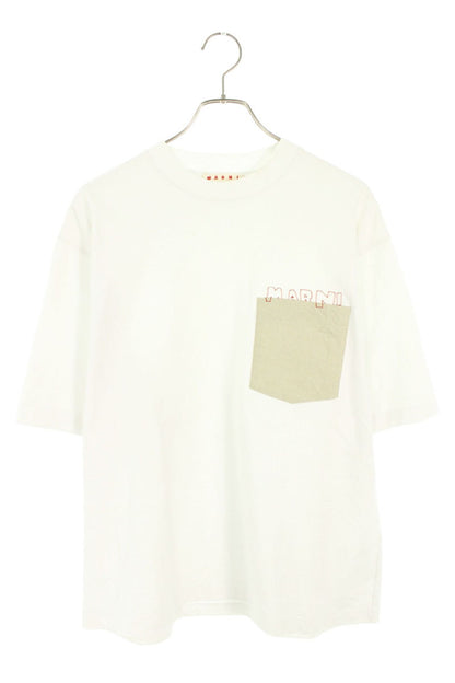 MARNI 25AW Logo Embroidered Pocket T-Shirt White Size M