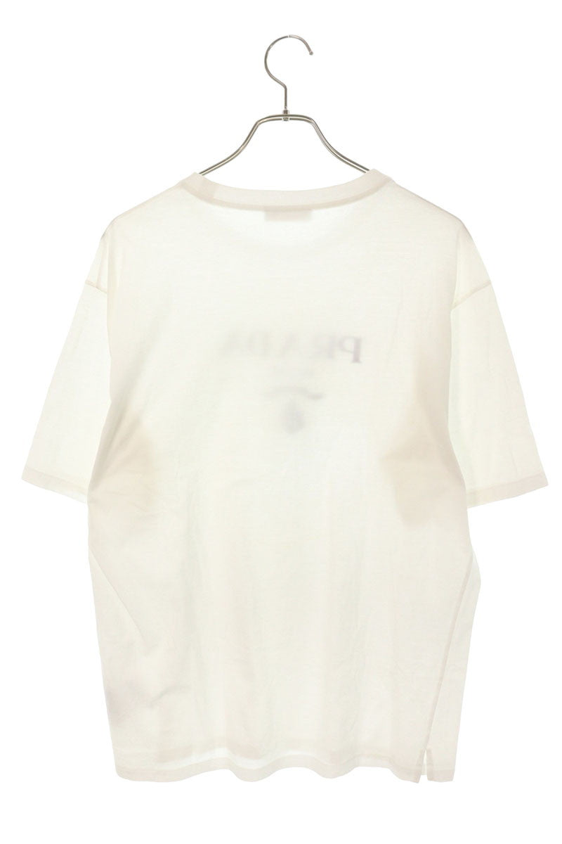 Prada White Cotton Rubber Logo T-Shirt Size XL