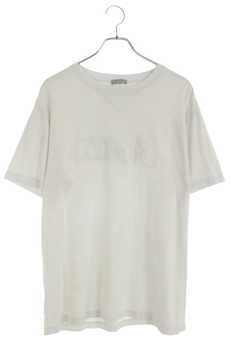 DIOR Logo Embroidered T-Shirt White Size L
