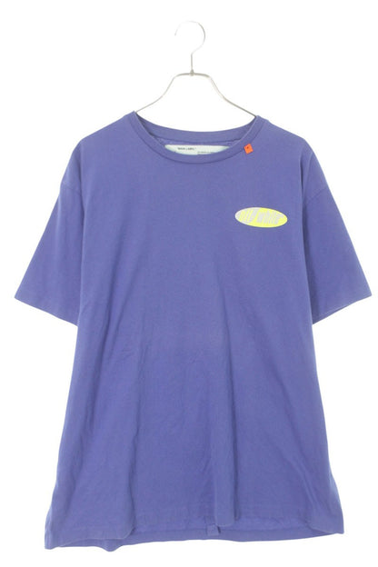 OFF-WHITE 19SS Blue Split Logo Print Cotton T-Shirt Size S