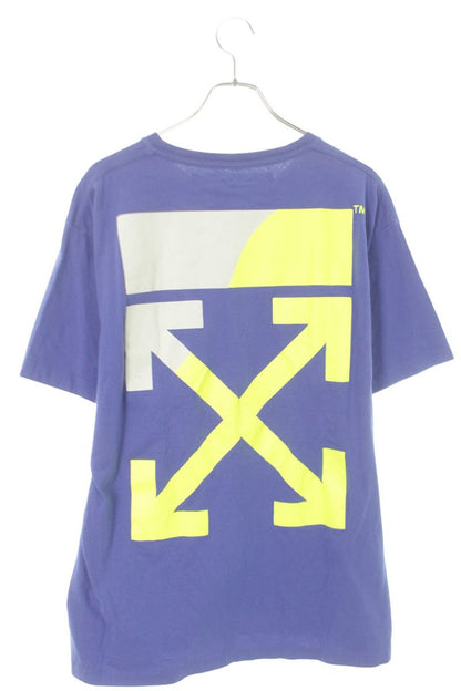 OFF-WHITE 19SS Blue Split Logo Print Cotton T-Shirt Size S