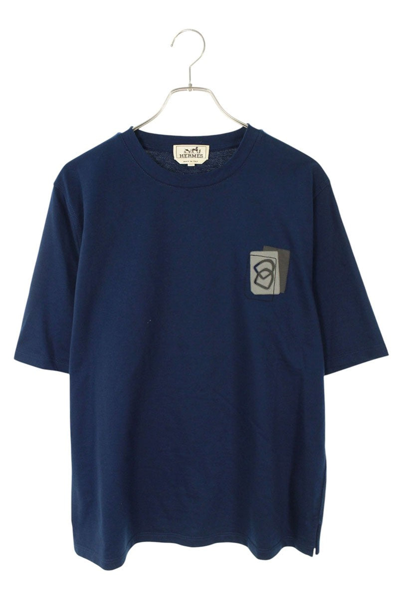 Hermes Leather T-Shirt Blue Size M