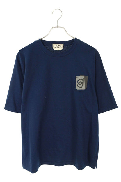 Hermes Leather T-Shirt Blue Size M