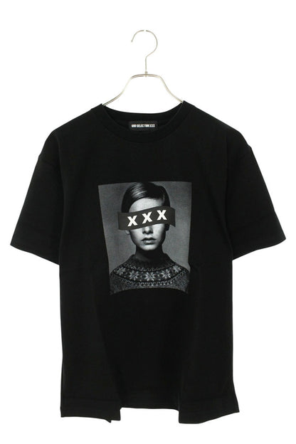 GOD SELECTION XXX Logo Print Cotton T-Shirt Black Size S