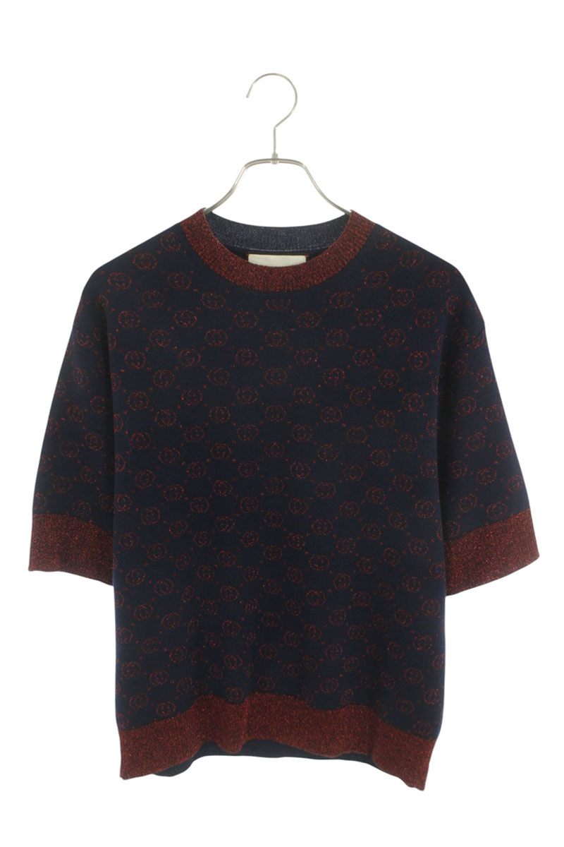 GUCCI GG Lame All-Over Pattern Knit Tee Multi Size S