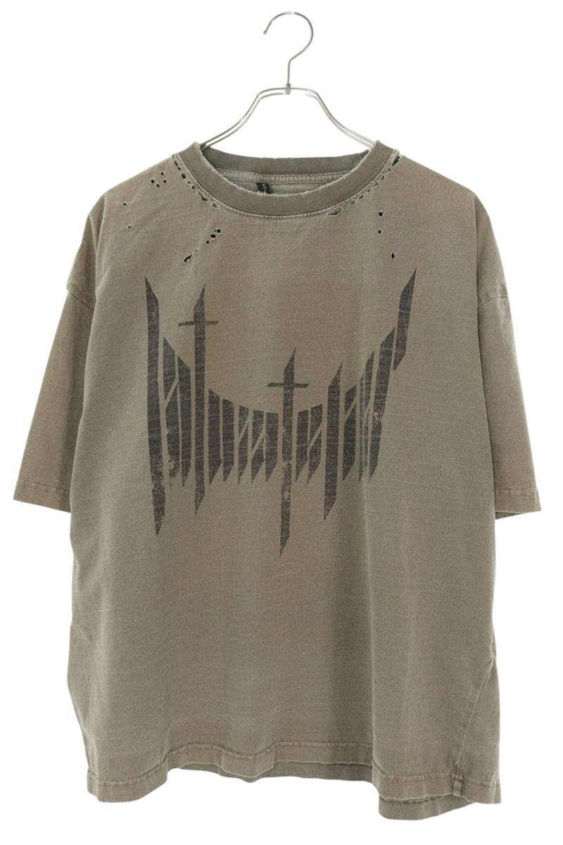 LATUI ATELIER Distressed Print T-Shirt Brown Size S