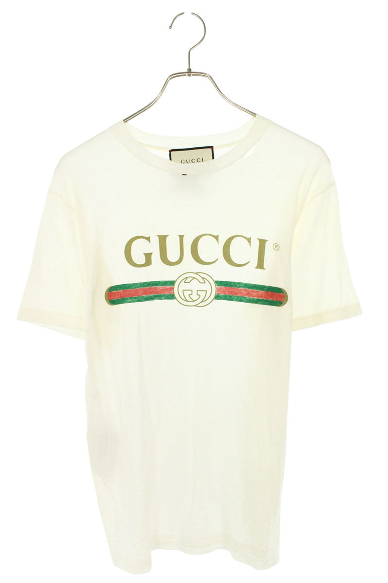 GUCCI Cotton Logo T-Shirt White Size XS