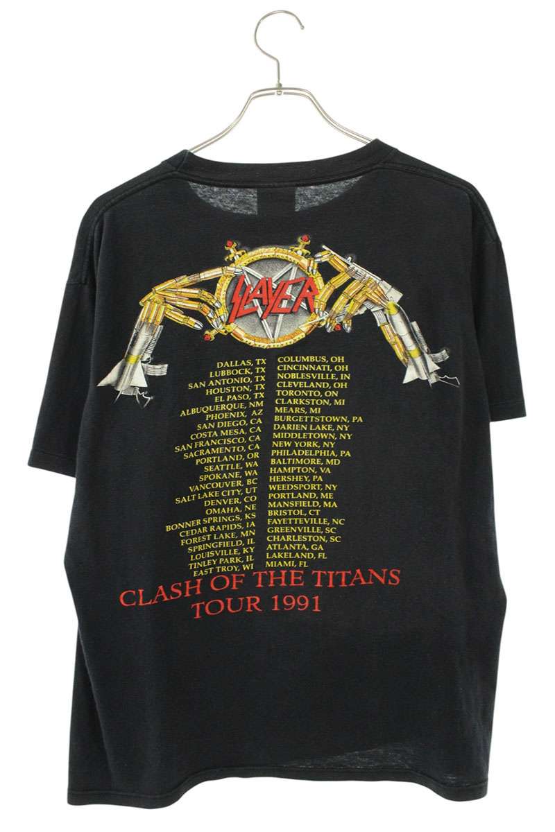 VINTAGE Slayer Double-Sided Graphic T-Shirt Black Size L