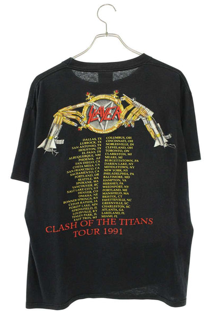 VINTAGE Slayer Double-Sided Graphic T-Shirt Black Size L