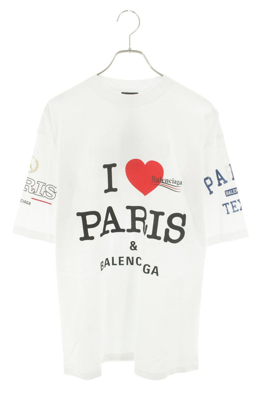 BALENCIAGA Front Print Cotton T-Shirt White Size XS