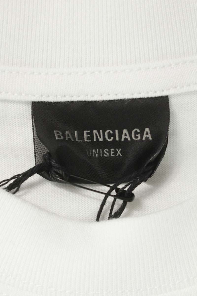 BALENCIAGA Front Print Cotton T-Shirt White Size XS