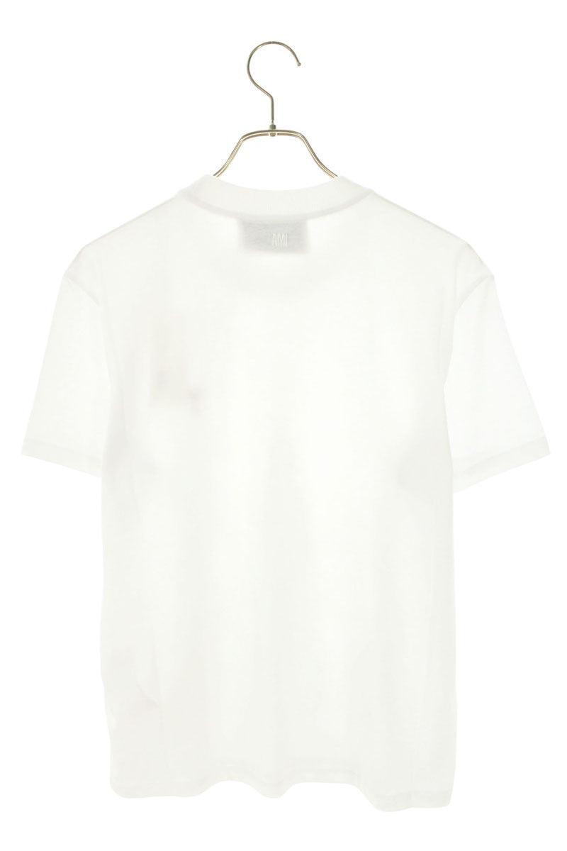 AMI 26SS Embroidered T-Shirt White x Red Multi Size XXL