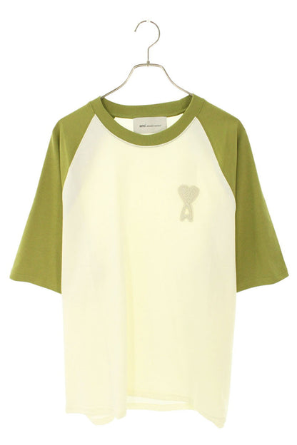 AMI 26SS Embroidered T-Shirt White x Green Size XL
