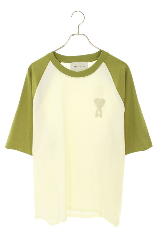 AMI 26SS Embroidered T-Shirt White x Green Size XL