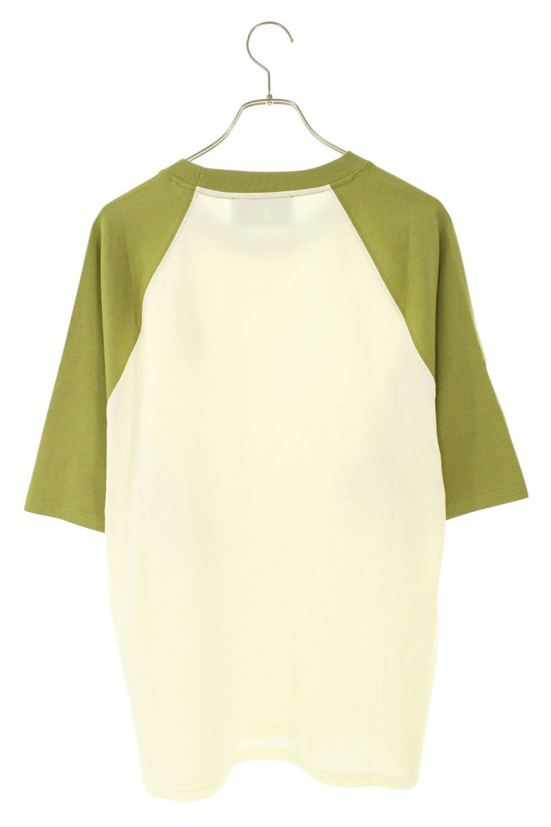 AMI 26SS Embroidered T-Shirt White x Green Size XL