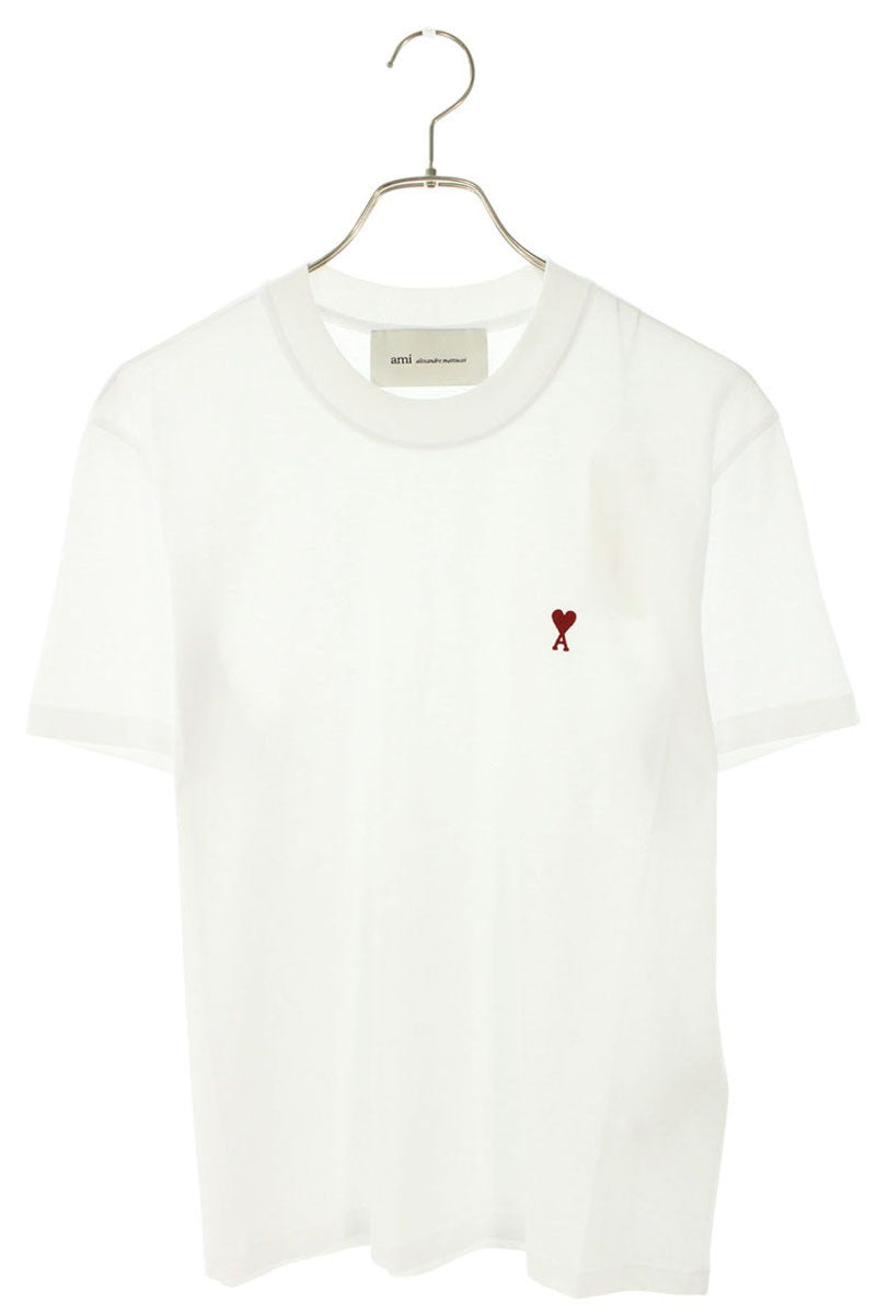 AMI 26SS Embroidered T-Shirt White x Red Multi Size XL
