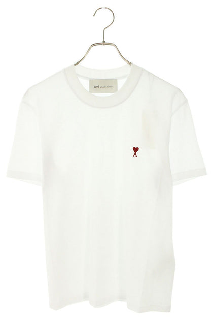 AMI 26SS Embroidered T-Shirt White x Red Multi Size XL