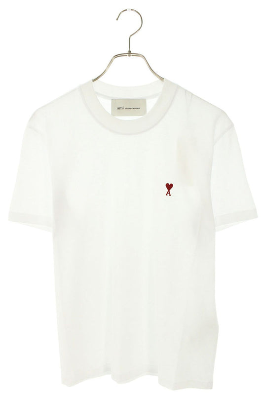 AMI 26SS Embroidered T-Shirt White x Red Multi Size XL