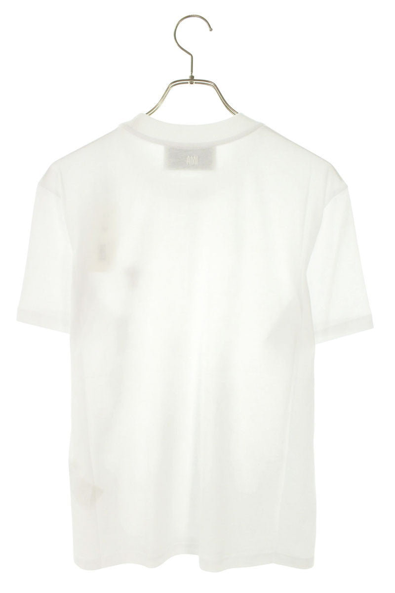 AMI 26SS Embroidered T-Shirt White x Red Multi Size XL