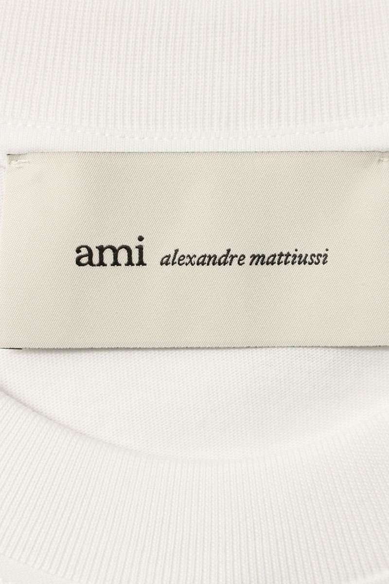 AMI 26SS Embroidered T-Shirt White x Red Multi Size XL