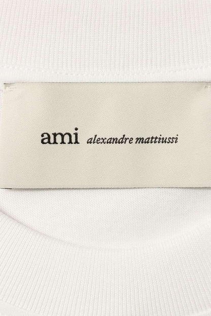 AMI 26SS Embroidered T-Shirt White x Red Multi Size XL