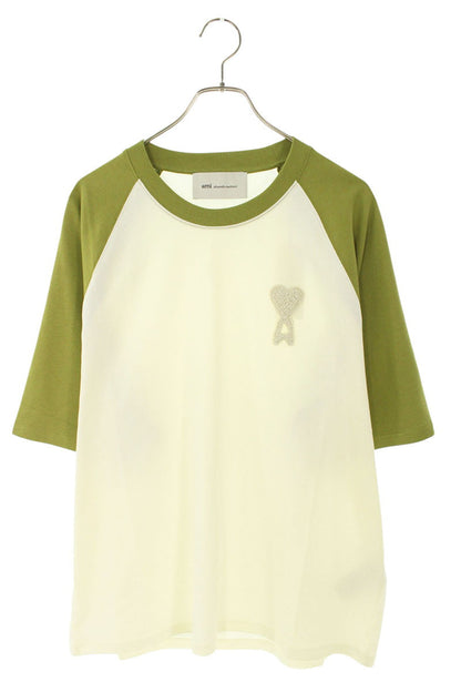 AMI 26SS Embroidered T-Shirt White x Green Size L