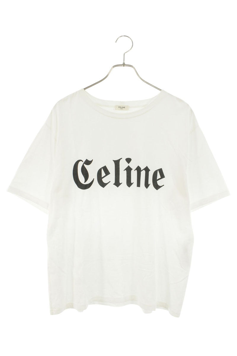 CELINE Gothic Logo T-shirt White Size XS