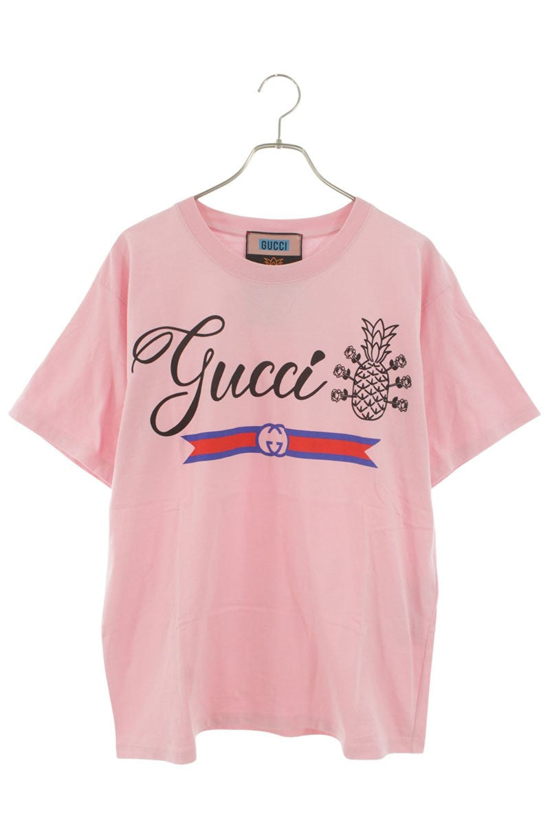GUCCI Logo Print T-shirt Pink Size XS