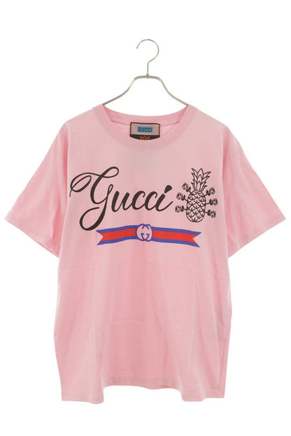 GUCCI Logo Print T-shirt Pink Size XS