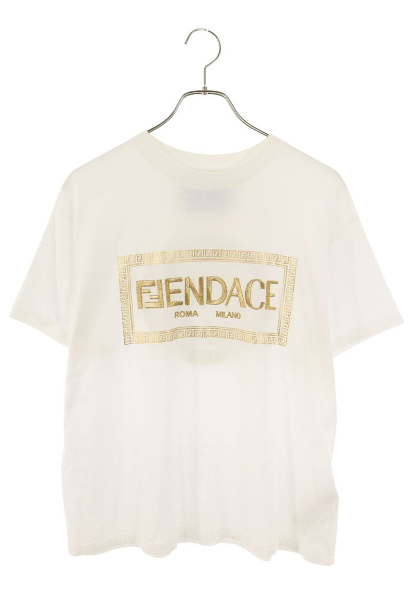 Fendi x Versace 22SS Logo Embroidered Print T-Shirt Size XS