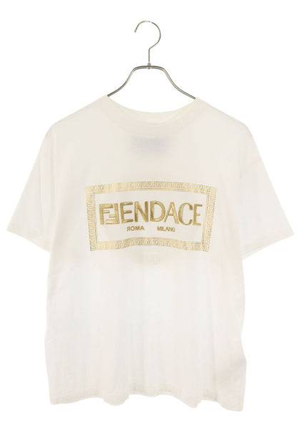 Fendi x Versace 22SS Logo Embroidered Print T-Shirt Size XS