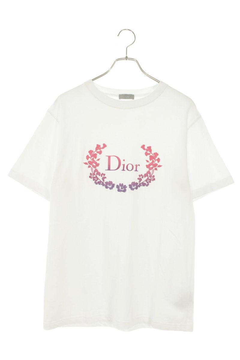 DIOR Logo Embroidery T-shirt White Size S