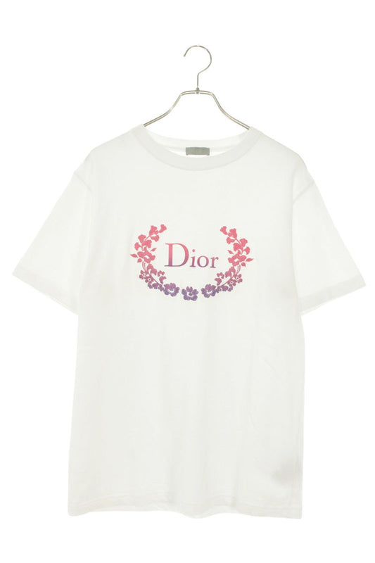 DIOR Logo Embroidery T-shirt White Size S