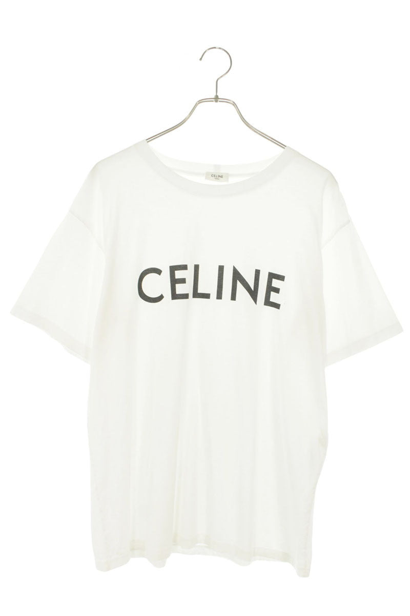 CELINE Loose Fit Logo Print T-Shirt White Size S