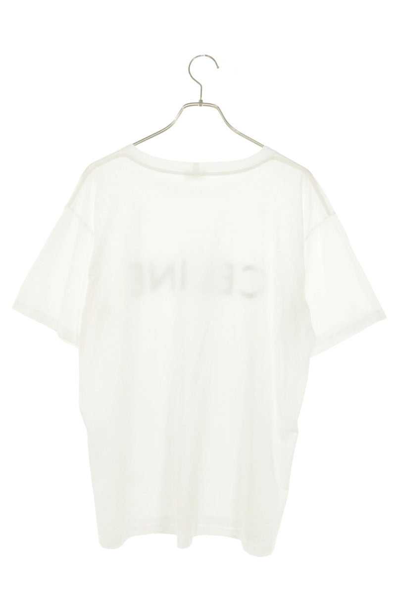CELINE Loose Fit Logo Print T-Shirt White Size S