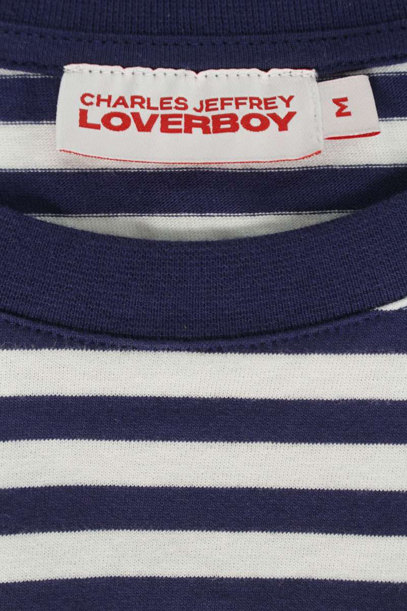 CHARLES JEFFREY LOVERBOY AULD HAG Striped Double Tee Size M