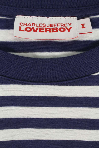 CHARLES JEFFREY LOVERBOY AULD HAG Striped Double Tee Size M
