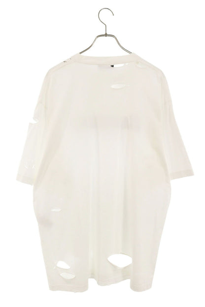 BALENCIAGA Distressed Logo Print T-Shirt White Size XS