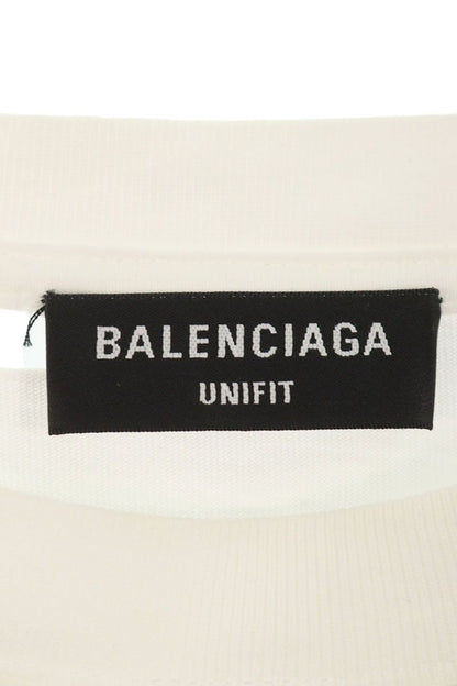 BALENCIAGA Distressed Logo Print T-Shirt White Size XS