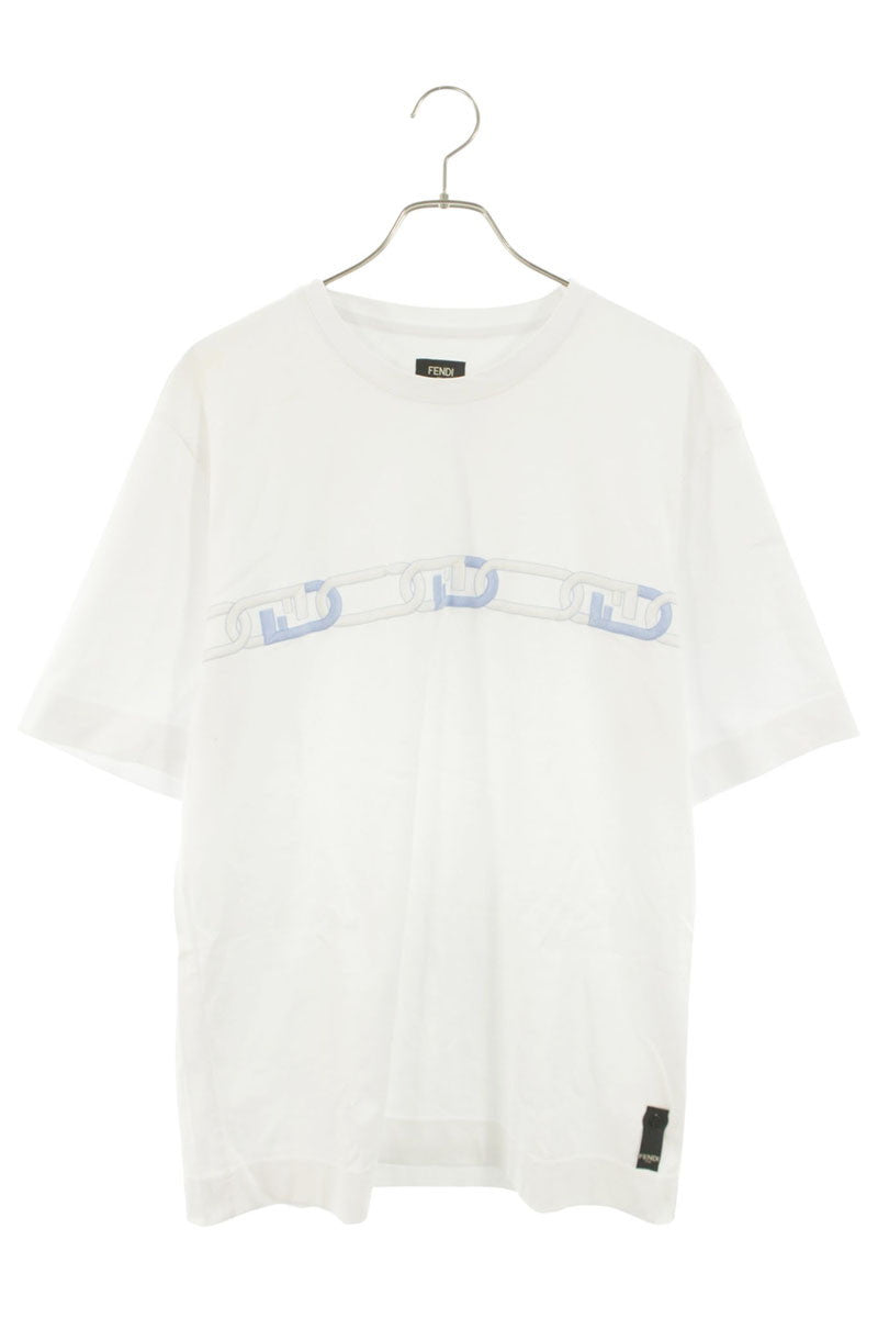 Fendi Chain Print T-Shirt White Size L
