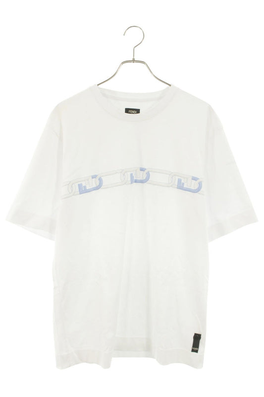 Fendi Chain Print T-Shirt White Size L