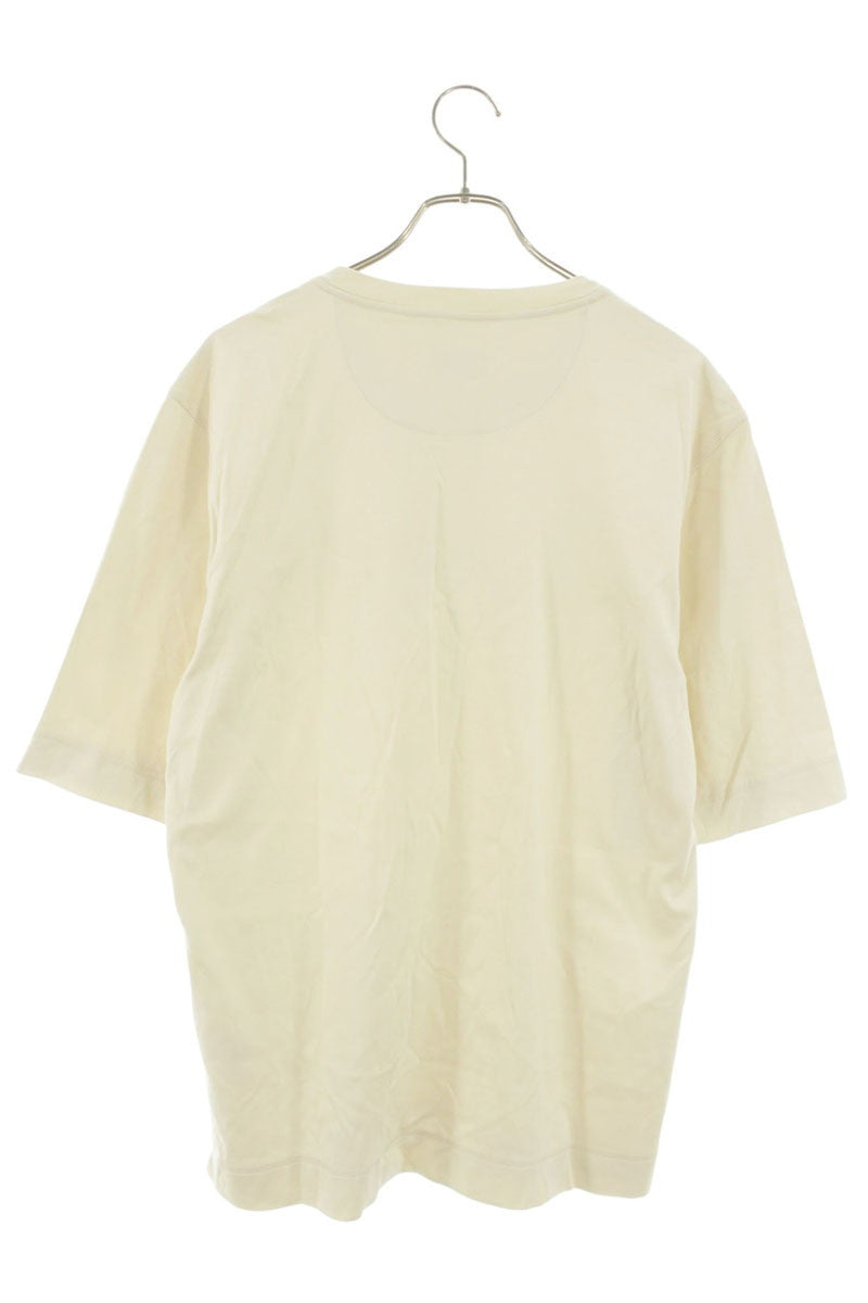 FENDI Front Logo Embroidered T-Shirt Beige Size S