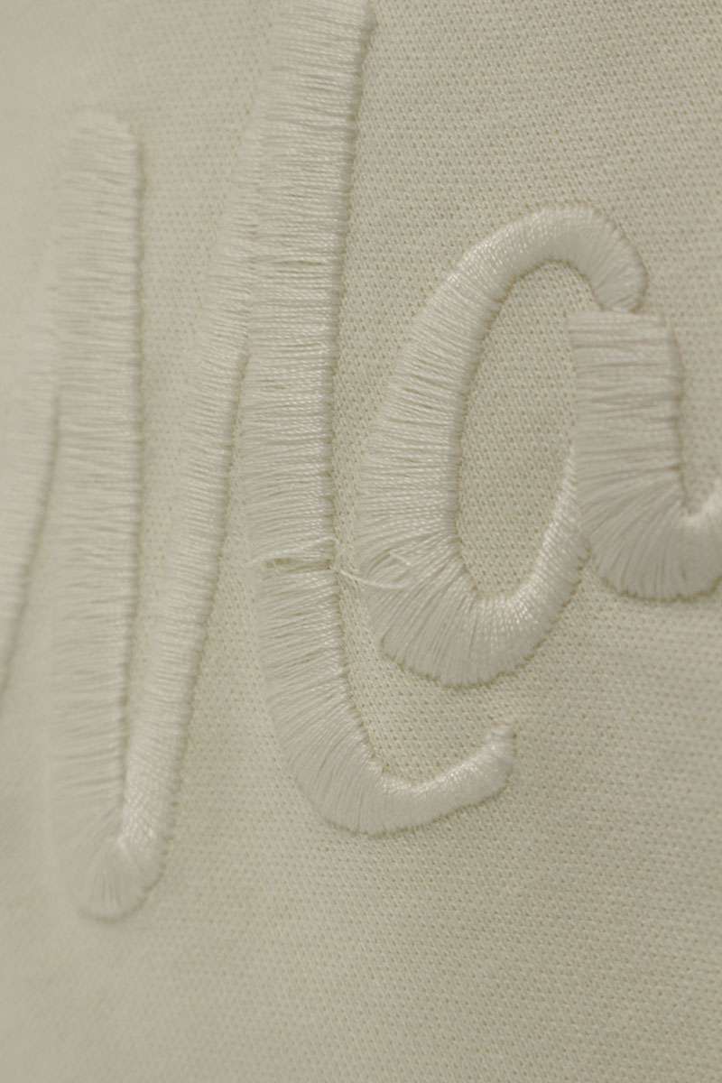 FENDI Front Logo Embroidered T-Shirt Beige Size S