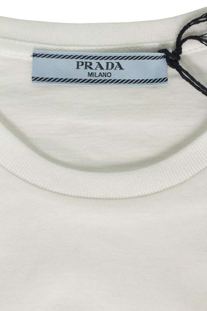 Prada White Cotton Crewneck T-shirt Size S