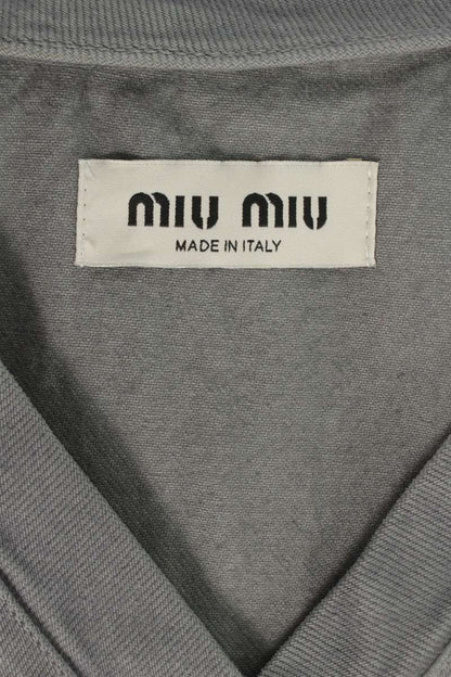 miumiu Logo Patch Denim T-Shirt Gray Size S
