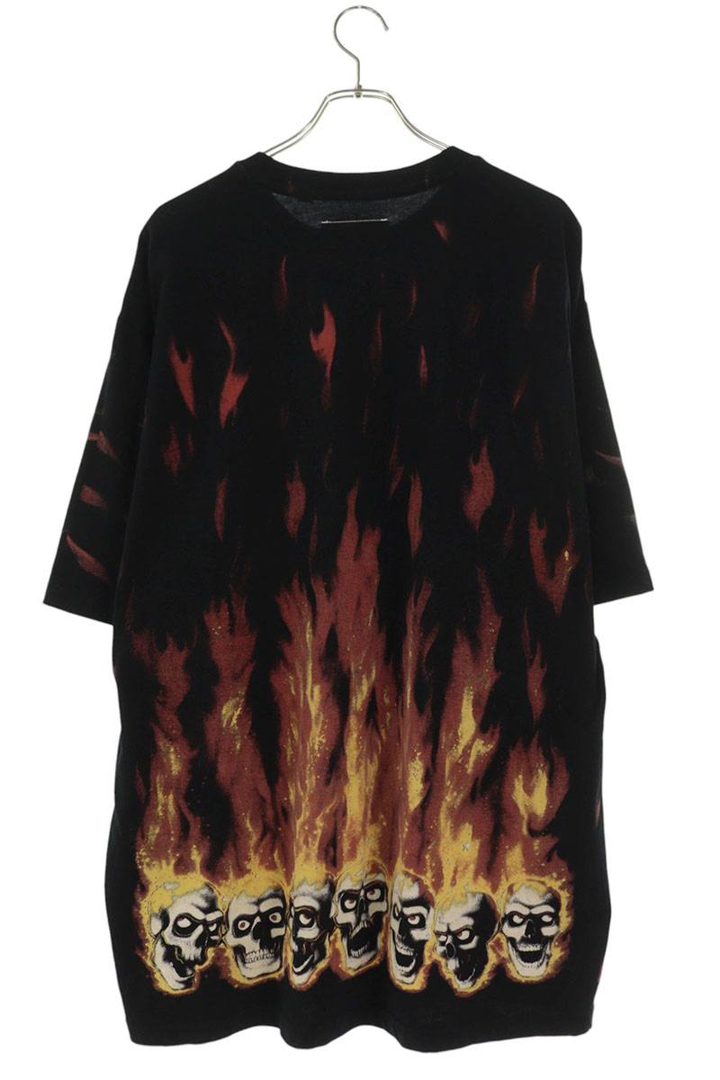 MM6 Liquid Blue Oversized Tee All-Over Print T-Shirt Red x Black Size L