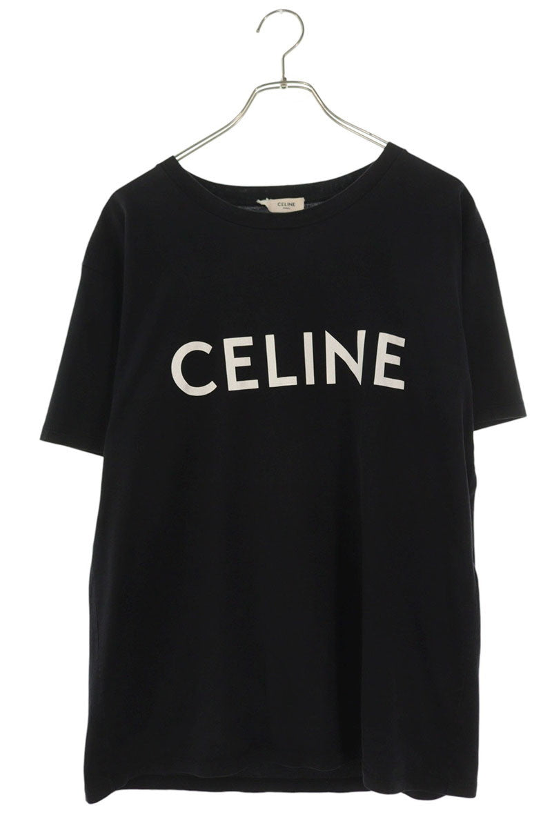CELINE Black Logo Print Loose Fit Cotton T-Shirt Size XS
