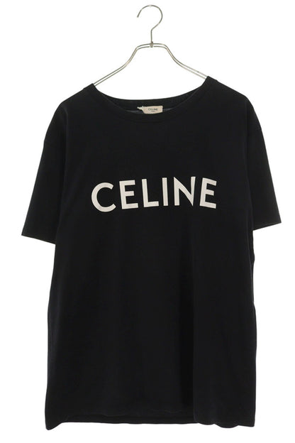 CELINE Black Logo Print Loose Fit Cotton T-Shirt Size XS