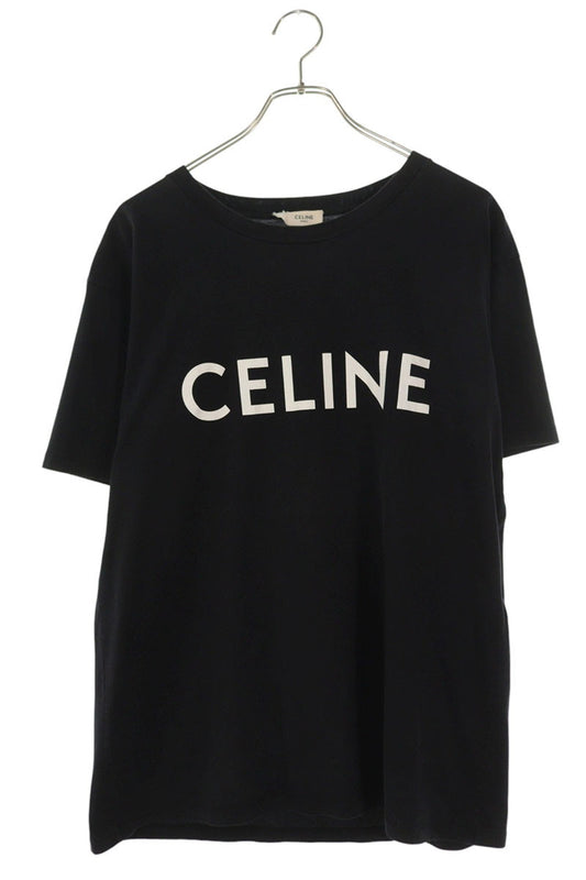 CELINE Black Logo Print Loose Fit Cotton T-Shirt Size XS