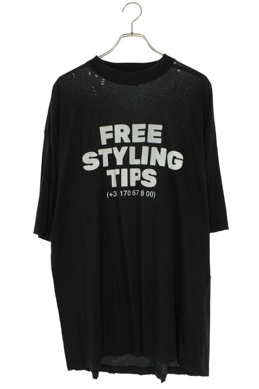 Balenciaga Logo Print Distressed T-Shirt Black Size XXS